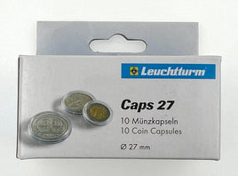 Leuchtturm 10 coin capsules (1 pack) for 5 euros Germany (caps 27 mm)