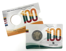 Coincard 2 Euro Sondermünze Litauen 2018"100 Jahre Unabhängigkeit"