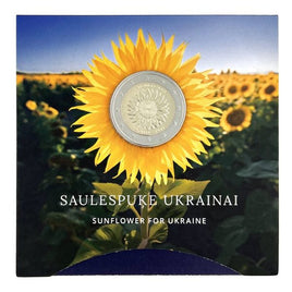 Coincard 2 Euro Commerativ Coin Latvia 2023 "Ukrainian Sunflower"