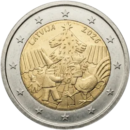 Coincard 2 Euro Sondermünze Lettland 2026"Weihnachtsmarkt - Weihnachtstradition"