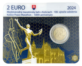 Coincard 2 Euro Sondermünze Slowakei 2024"100 Jahre Kosice Marathon"