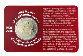 Coincard 2 Euro Sondermünze Slowenien 2025 "100.Geburtstag Miki Muster"