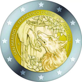 Reverse Proof 2 Euro Sondermünze San Marino 2026"800. Todestag von Franz von Assisi"