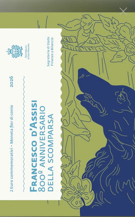 2 Euro Sondermünze San Marino 2026"800. Todestag von Franz von Assisi"