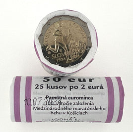 Rolle 25 x 2 Euro Sondermünze Slowakei 2024"100 Jahre Kosice Marathon"