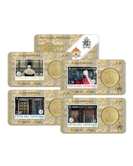 4 x Stamp+Coincard 50 Cent Vatikan 2025 Stempelglanz Nr.52-55 Heiliges Jahr