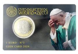 Coincard 1 Euro Vatikan 2024 Stempelglanz Nr.3