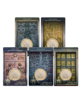 5 x Coincard 1 Euro Vatikan 2025 Stempelglanz Nr. 5-9 Die Heiligen Pforten