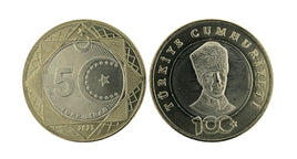 5 Lira Bimetall Türkei 2023 "100. Jahrestag der Republik Türkei"