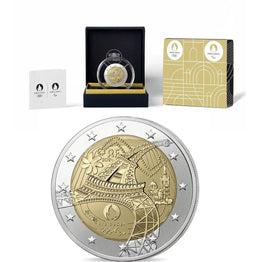 Reverse Proof 2 Euro Sondermünze Frankreich 2024"Die Fackel - Olympische Spiele Paris 2024"
