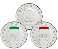 3 x 5 Euro Silbermünze Italien 2021 "Nutella" Komplettset Weiß,Grün,Rot ST