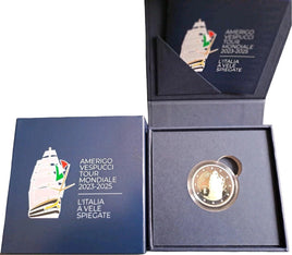 PP 2 Euro Sondermünze Italien 2025 "Amerigo-Vespucci-Segelschulschiff" Polierte Platte